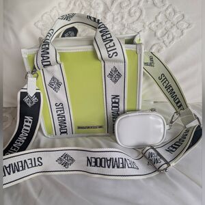 Steve Madden Lime Faux Patent Bwebber Bag W Airpod Case Satchel/ Crossbody NEW